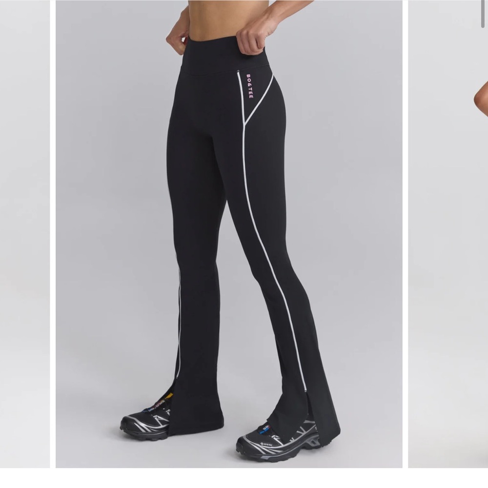 OhPolly Bo+Tee Petite Soft active Flared Trousers w Slit - Size Small PETITE